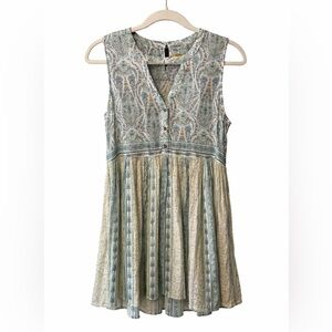 True Craft MED Green and Cream Mini Dress (BG4)